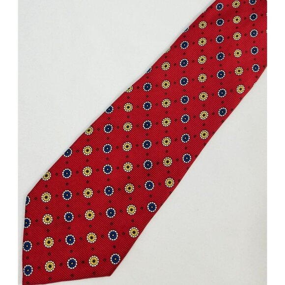 Jos. A. Bank Mens Necktie Silk Tie Red Floral Pattern 61" X 3.75" Made In Italy - Picture 1 of 8
